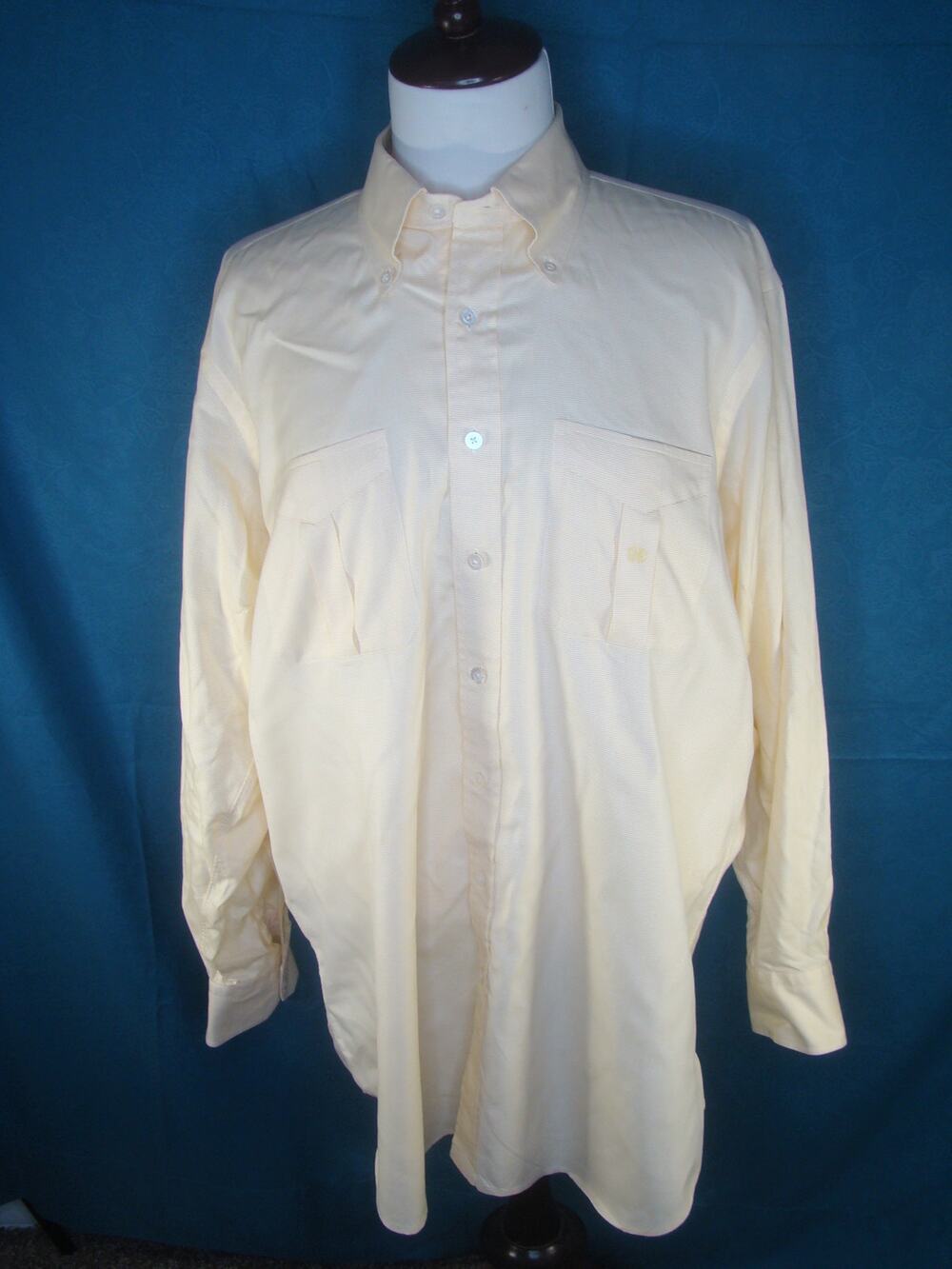 Hamilton Shirt Mens Pima Twill in Ecru (Yellow) Long Sleeve Dress shirt. XXL-3XL